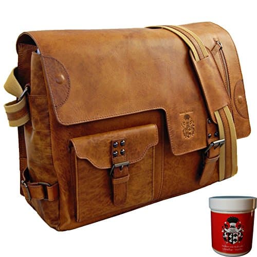 Bolso de cuero coñac en look Rock