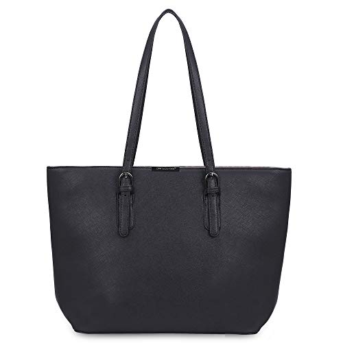 Bolso de cuero negro pu David Jones