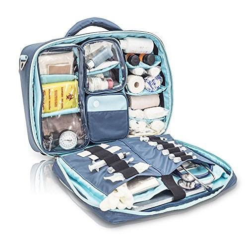 El maletín de la enfermera con numerosos compartimentos, lazos y espacio para los efectos personales
