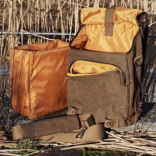 La bolsa de fotos masculina en lona de firmcam caqui militar con cubierta para la lluvia