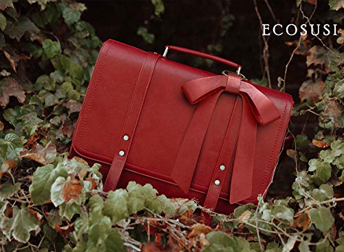 La cartera de cuero rojo Pu de Ecosusi en diseño glamoroso y retro con su lazo rojo para la maestra.