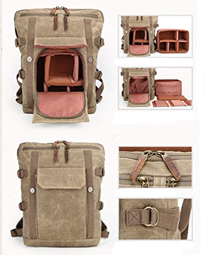 La mochila de cuero y lona para fotos de National Geographic con un compartimento ajustable para el portátil.