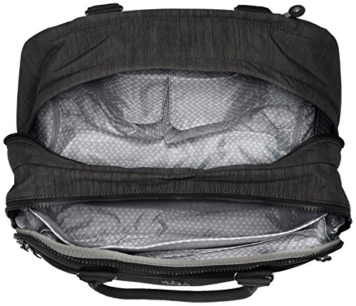 La mochila negra para mujeres de Kipling con ruedas y compartimentos