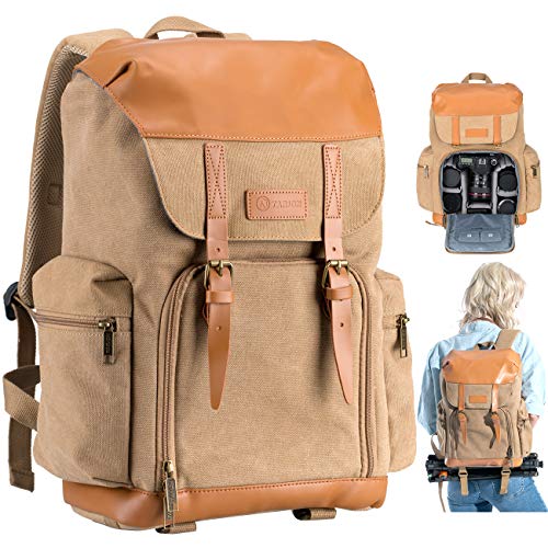 Mochila de lienzo impermeable Tarion Vintage, beige.