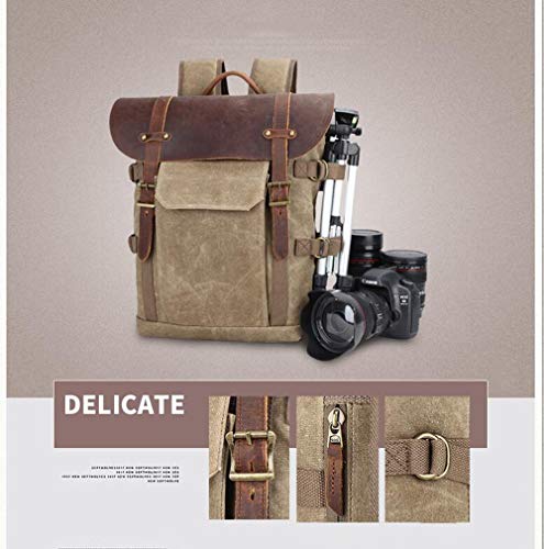 mochila fotográfica de cuero y lona con un compartimiento para el portátil National Geographic Beige