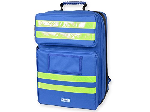 mochila médica de emergencia azul y fluo
