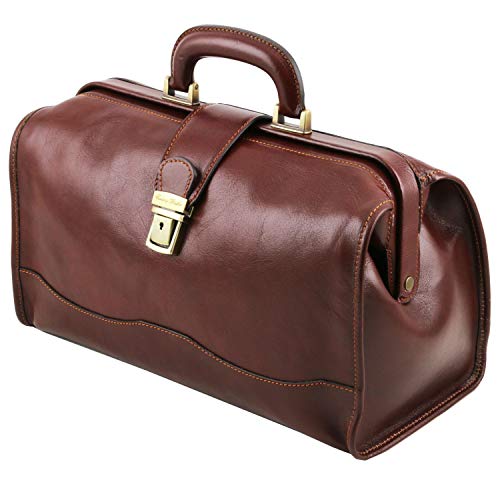 Modelo clásico de cuero marrón genuino de la bolsa de médico de Tuscany Leather