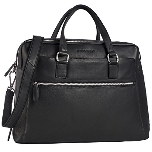 Stilord seviette schoolbag para el profesor, cuero negro, 40 cm.